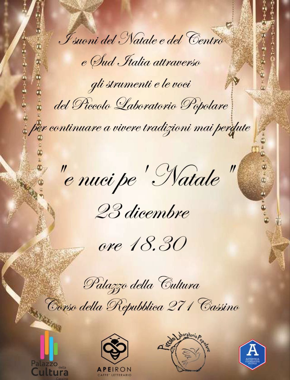 E nuci pe natale Piccolo laboratorio popolare evento locandina