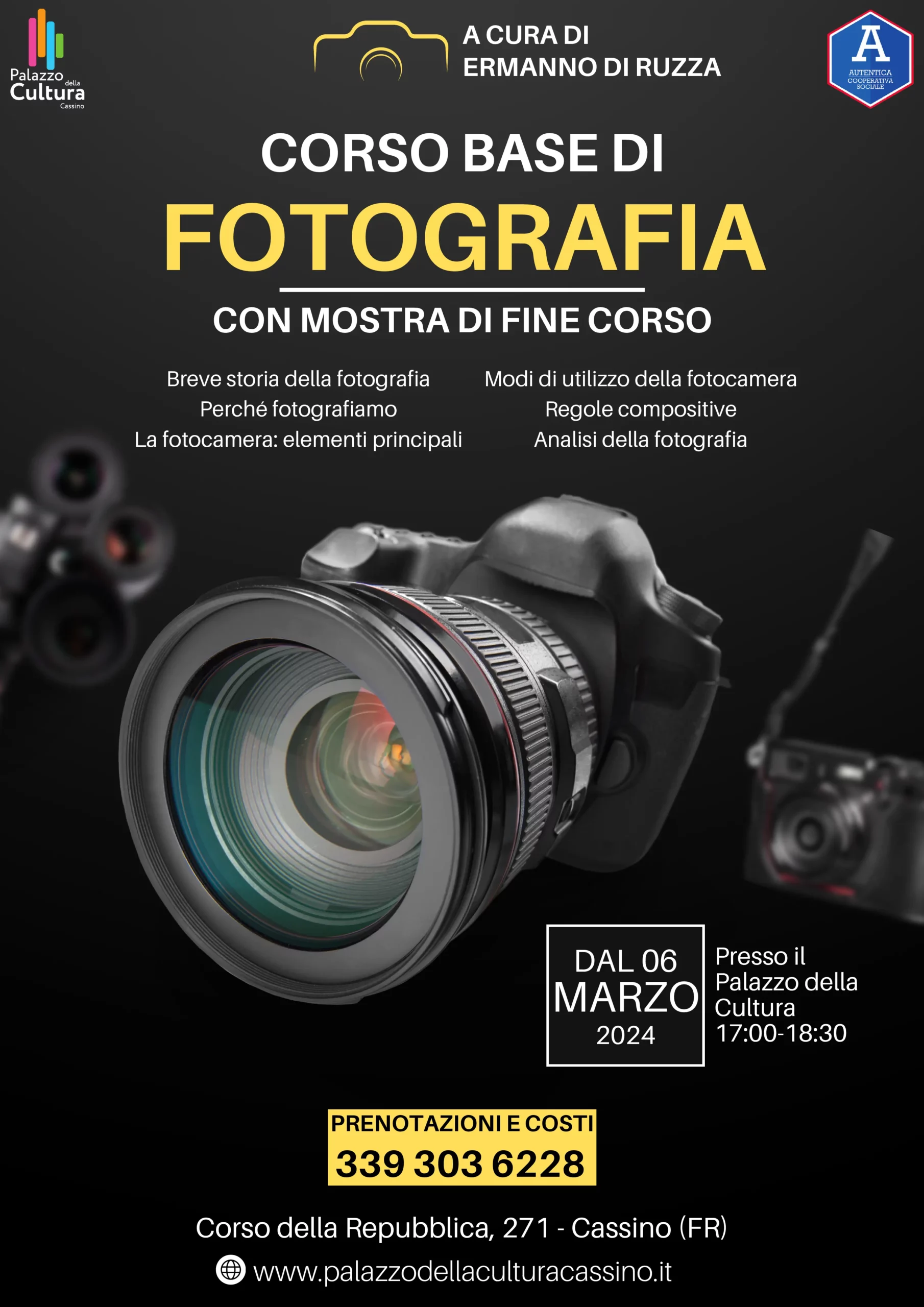 Corso base di fotografia locandina Ermanno Di Ruzza